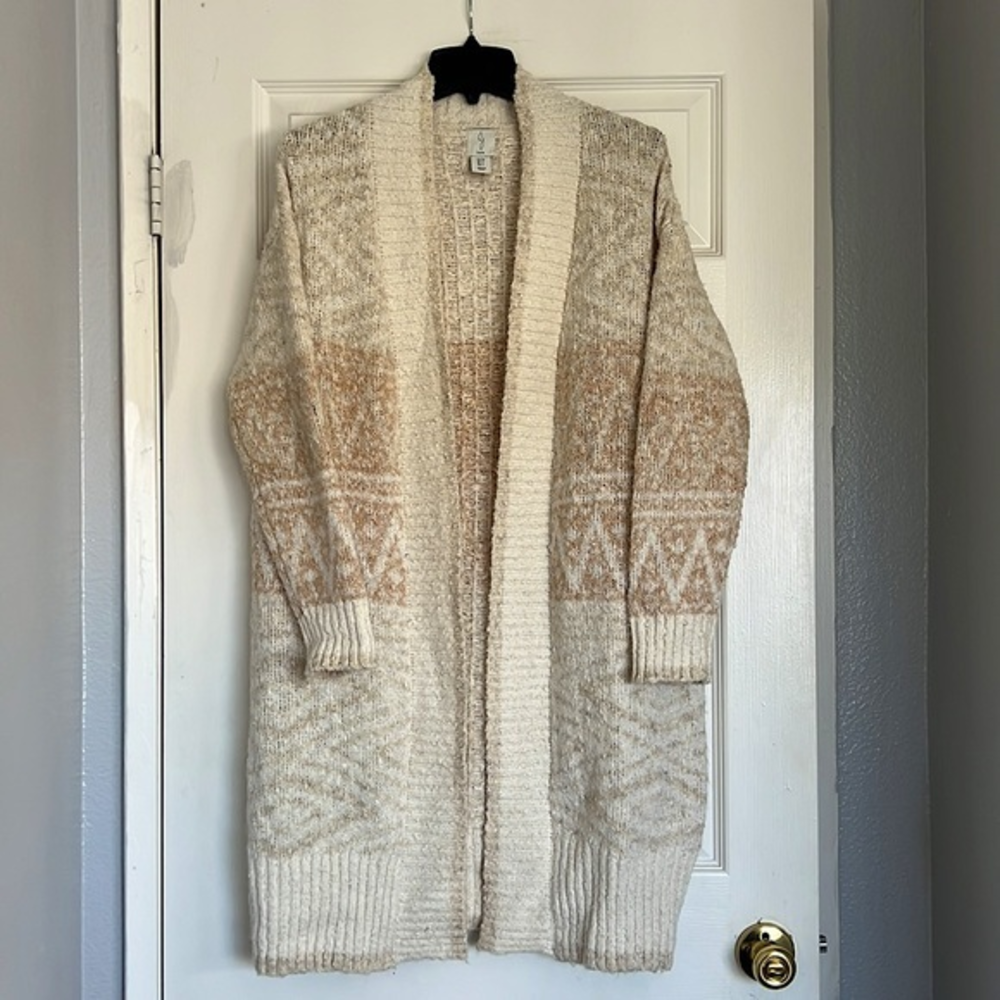 Joie Geometric‎ Long Open Cardigan Sweater